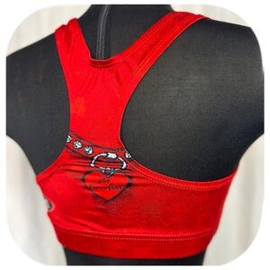 VTG Y2K Red Cherry Embossed Primal Ms Purrfect Sport Goth Sports Bra Sz L